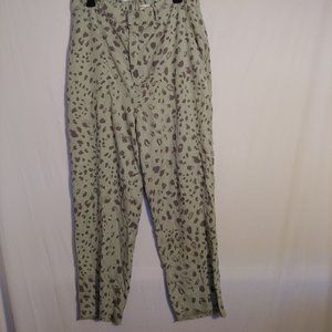 Cloth & Stone womens straight leg zip casual cheetah green/gray XL